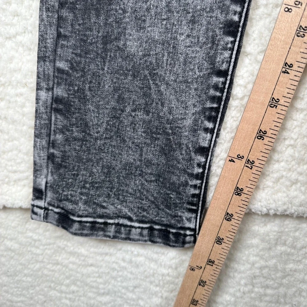 Black Premium Moto Skinny Flex Jeans Men 34x32 Acid Wash Biker Ribbed Streetwear